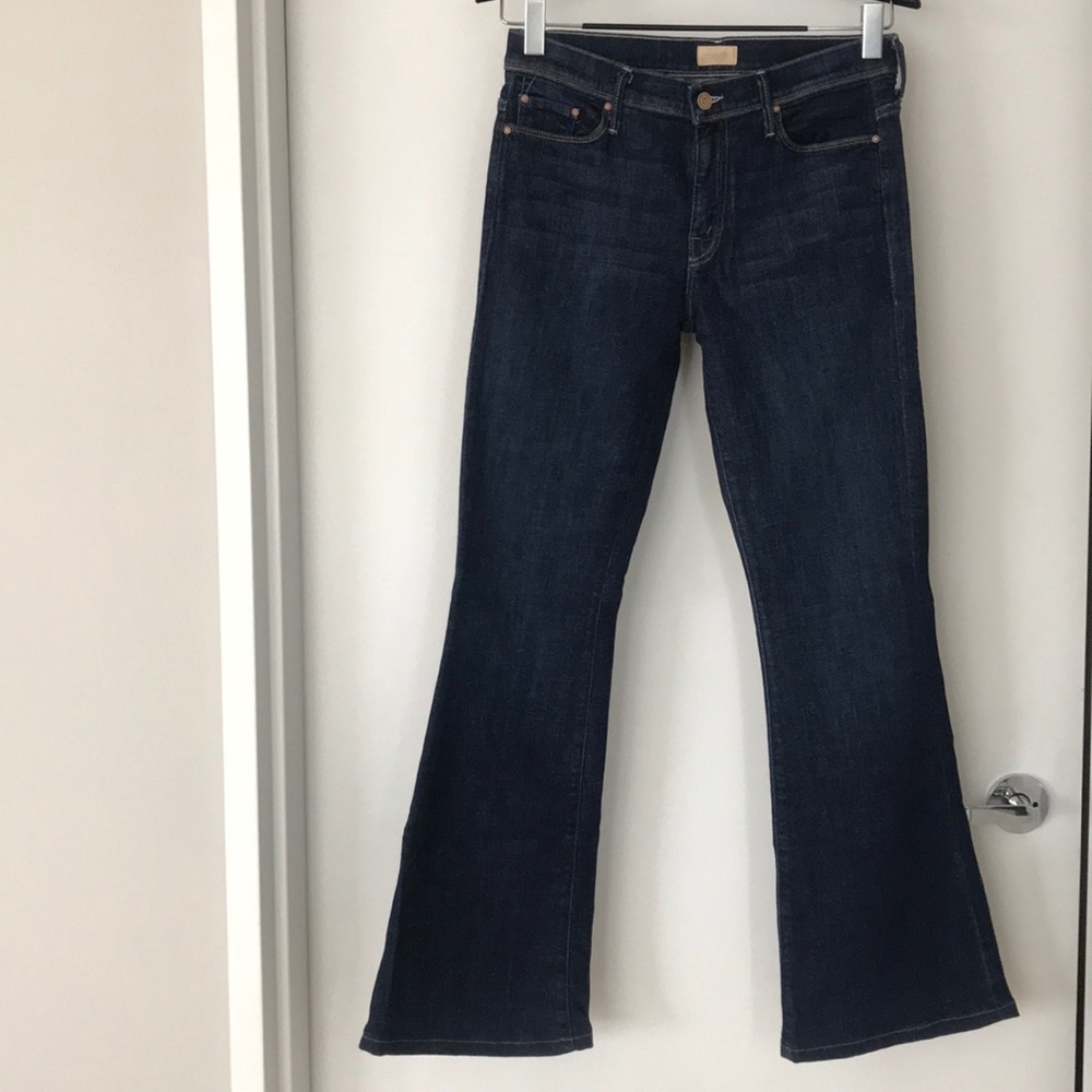 MOTHER denim flared dark wash jean